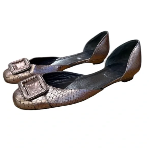 Hollywould metallic snakeskin flats size 10 - Picture 1 of 7